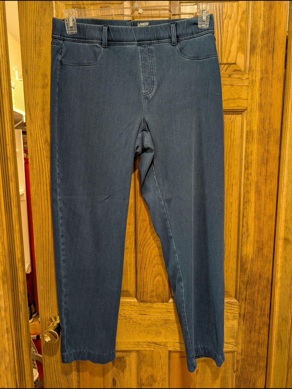 Lands' End Women's Straight Jeans in Dark Blue Slip On